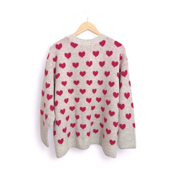NWT CECE Plus Gray Pink Heart Cozy Sweater - Size 1X - Picture 4 of 9